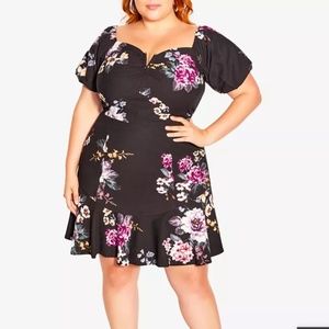 City Chic Ariana Floral Dress - Black SIZE 16 / S Women's Plus Size NWT